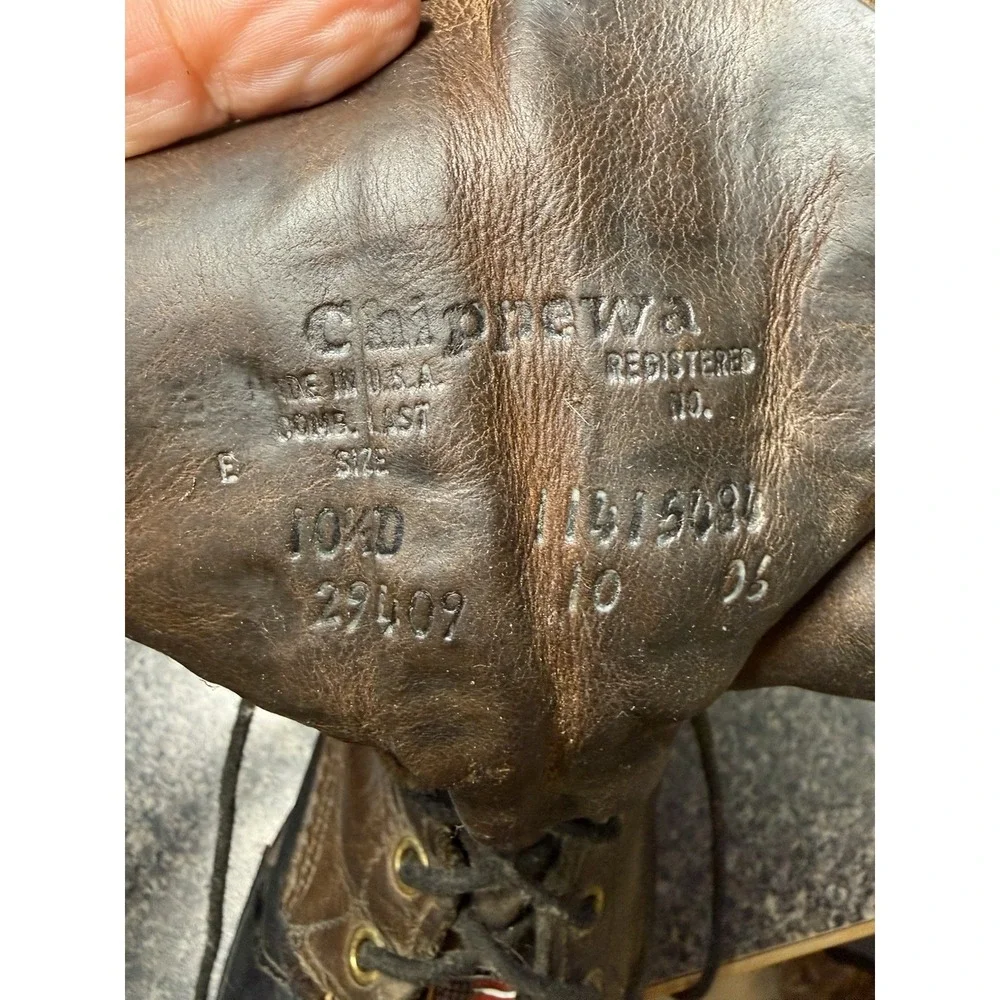 Chippewa Steel Toe Logger Packer Boots USA‎ Vibram Lace Up Leather 10/10.5D READ